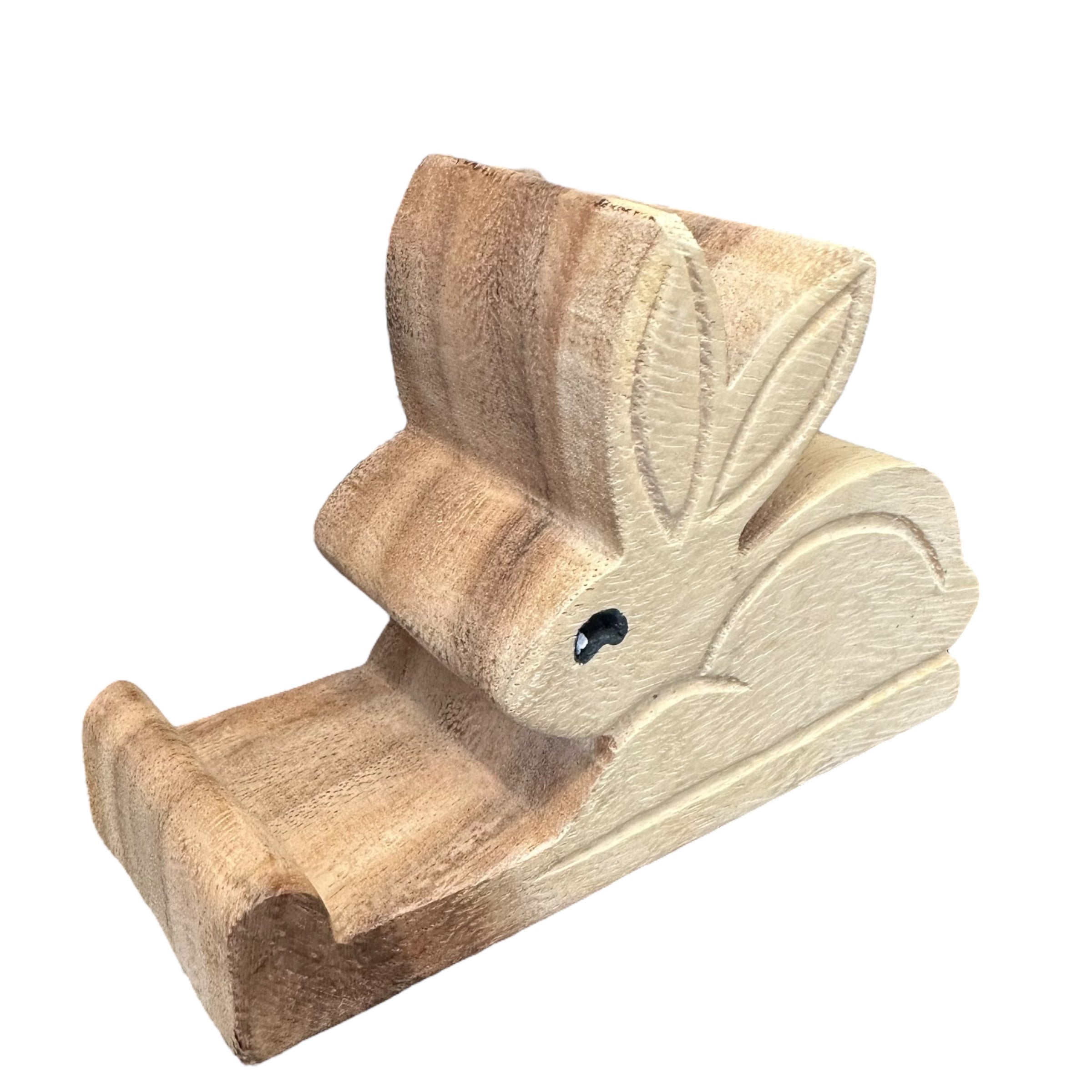 Wooden Rabbit Phone Holder
