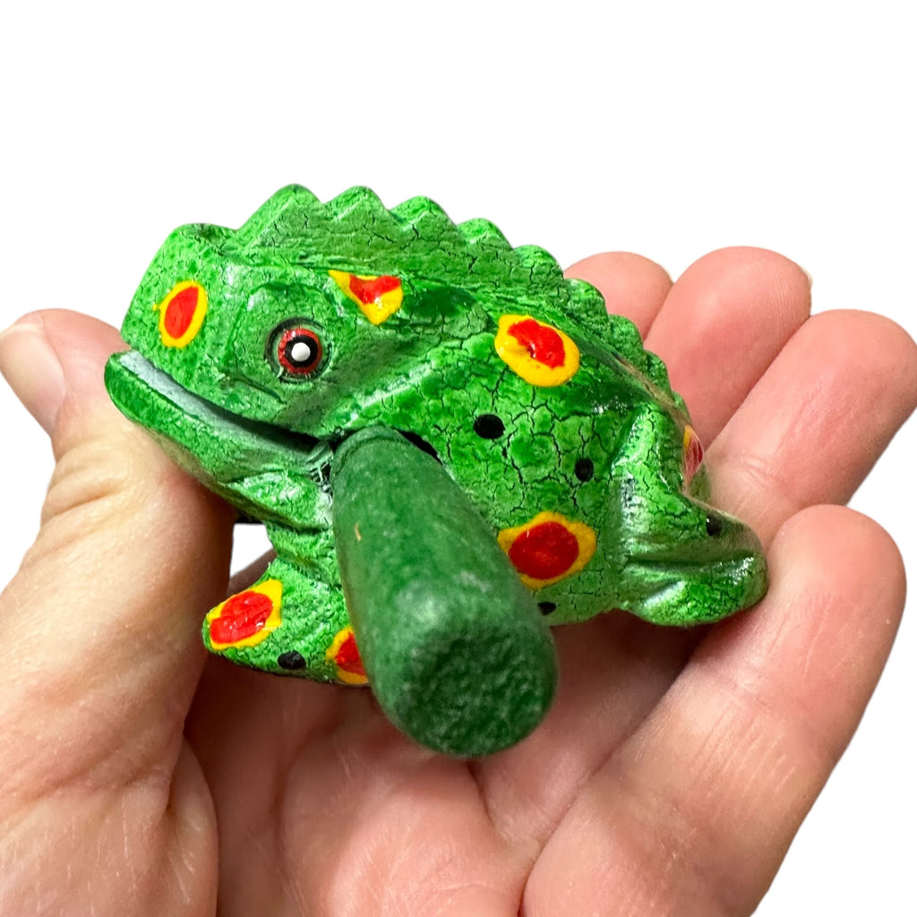 1.5" Wooden Musical Frog - Green Spring Design (Percussion Instrument)