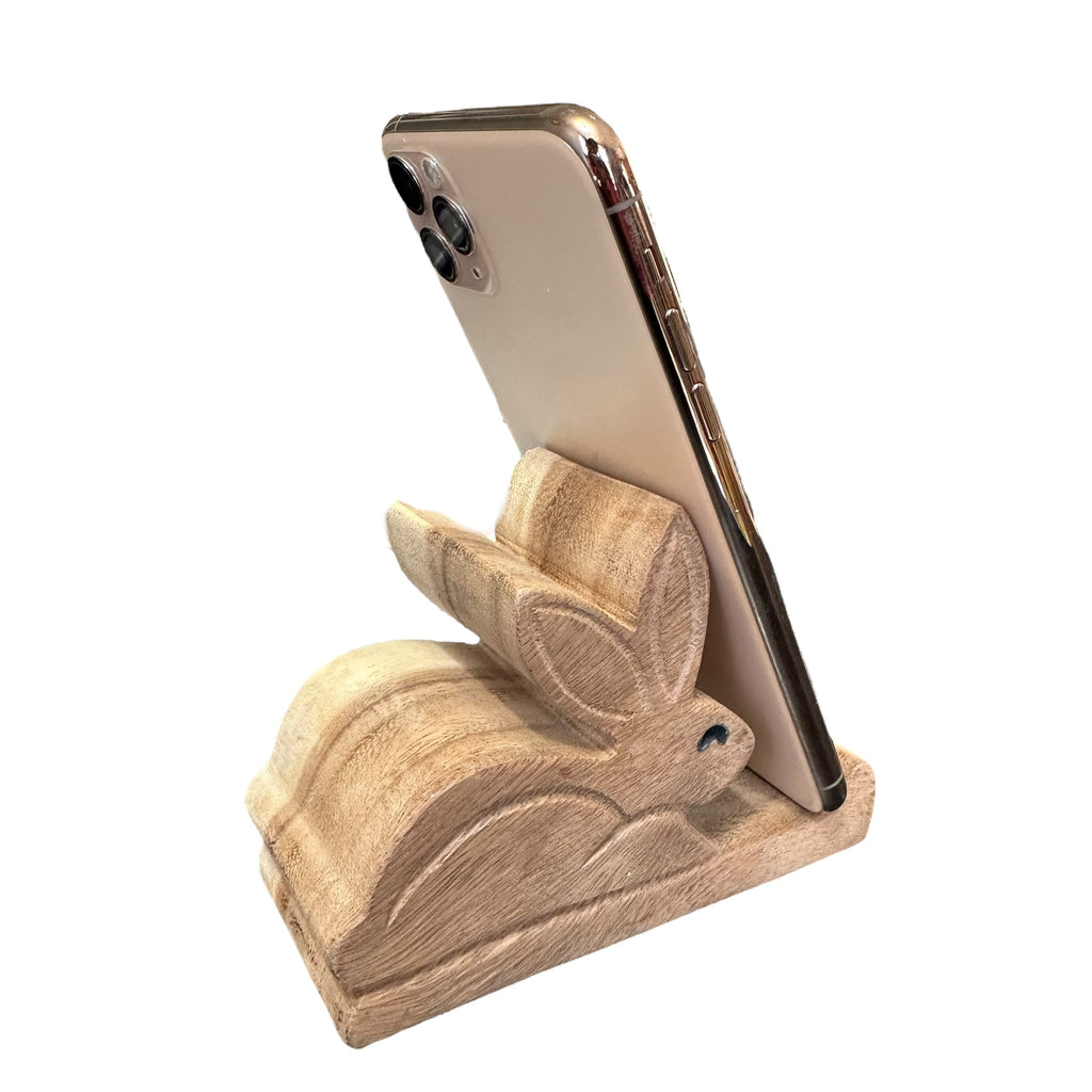 Wooden Rabbit Phone Holder