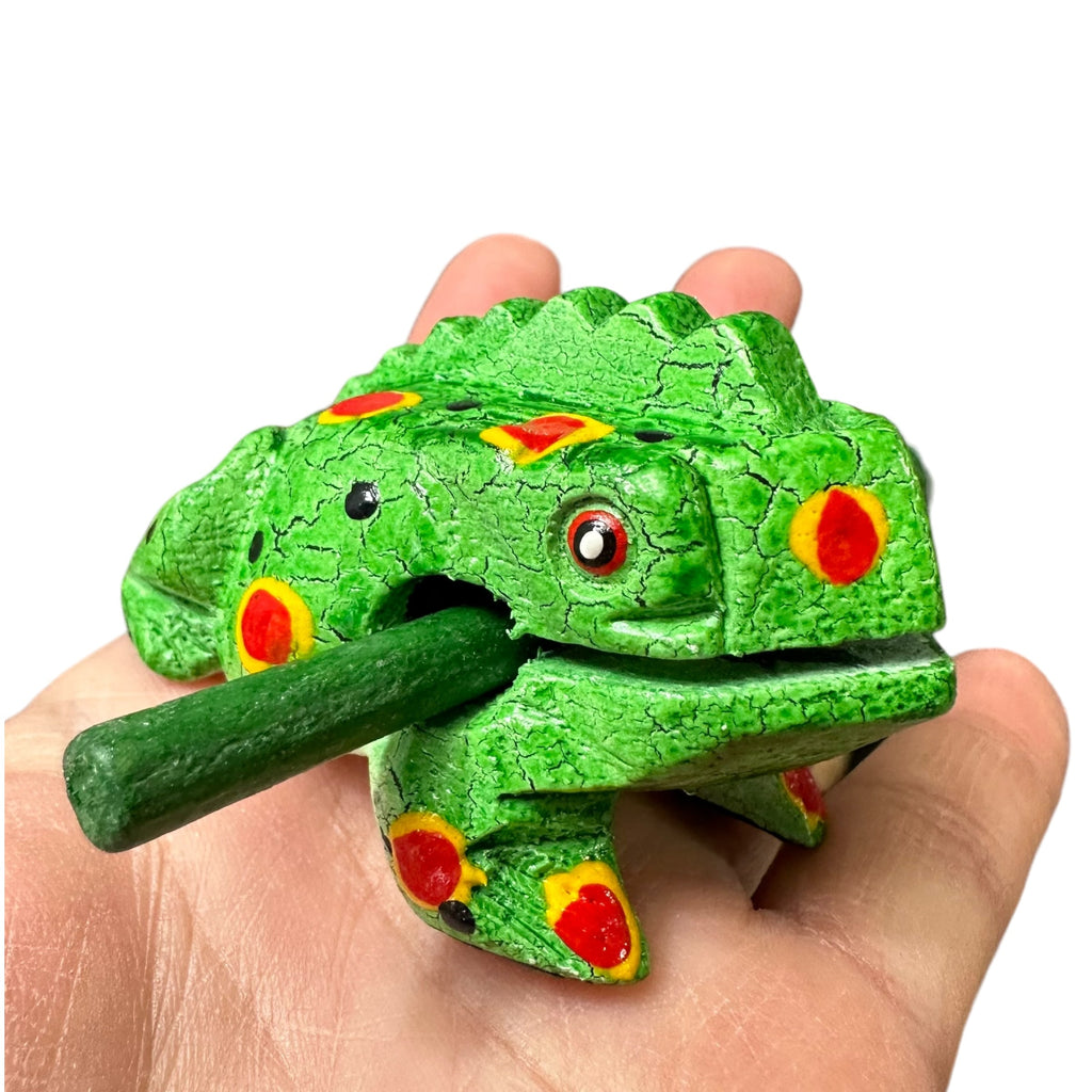 1.5" Wooden Musical Frog - Green Spring Design (Percussion Instrument)