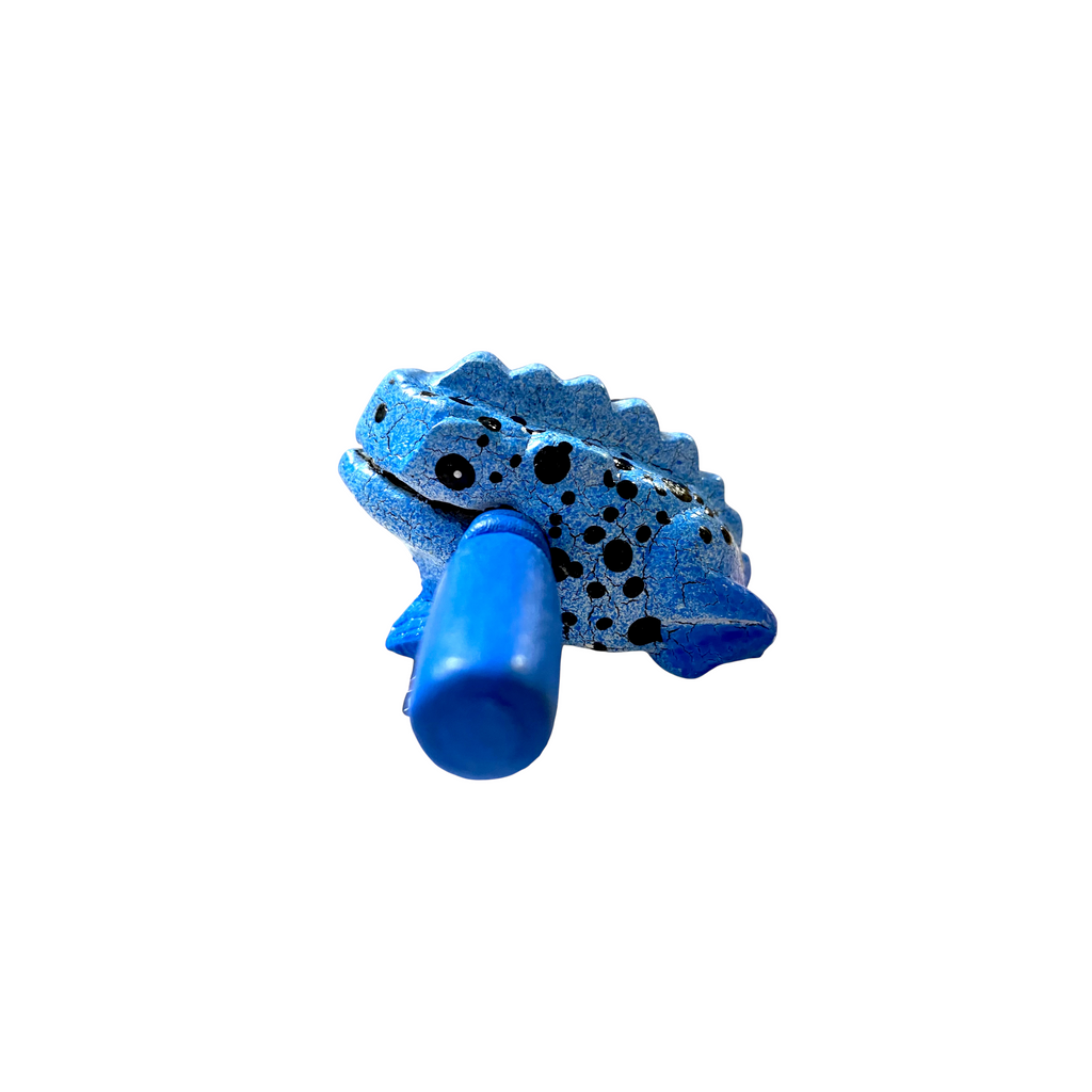 1.5" Wooden Musical Frog - Blue Dart Design (Percussion Instrument)