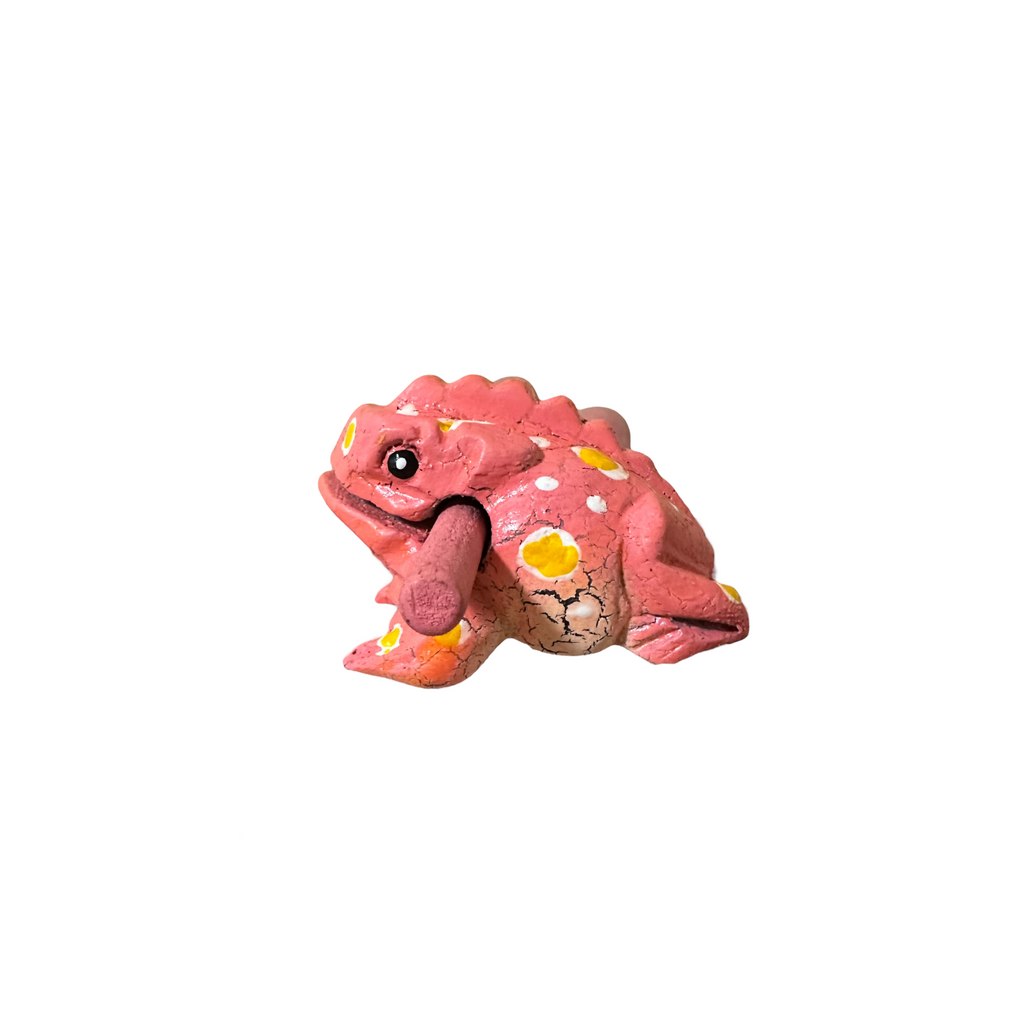 1.5" Wooden Musical Frog - Peach Design (Percussion Instrument)