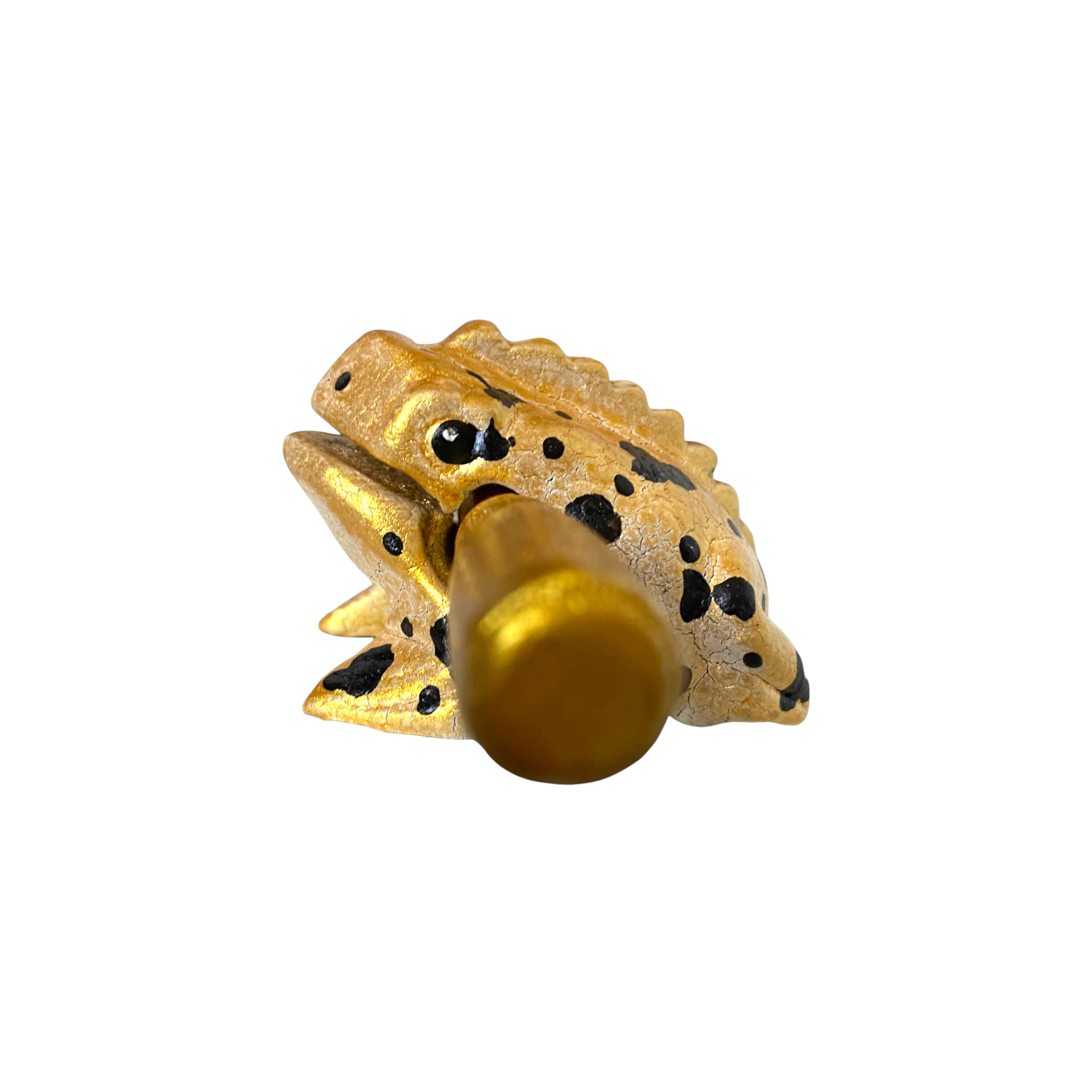 1.5" Wooden Musical Frog - Egyptian Golden Design (Percussion Instrument)
