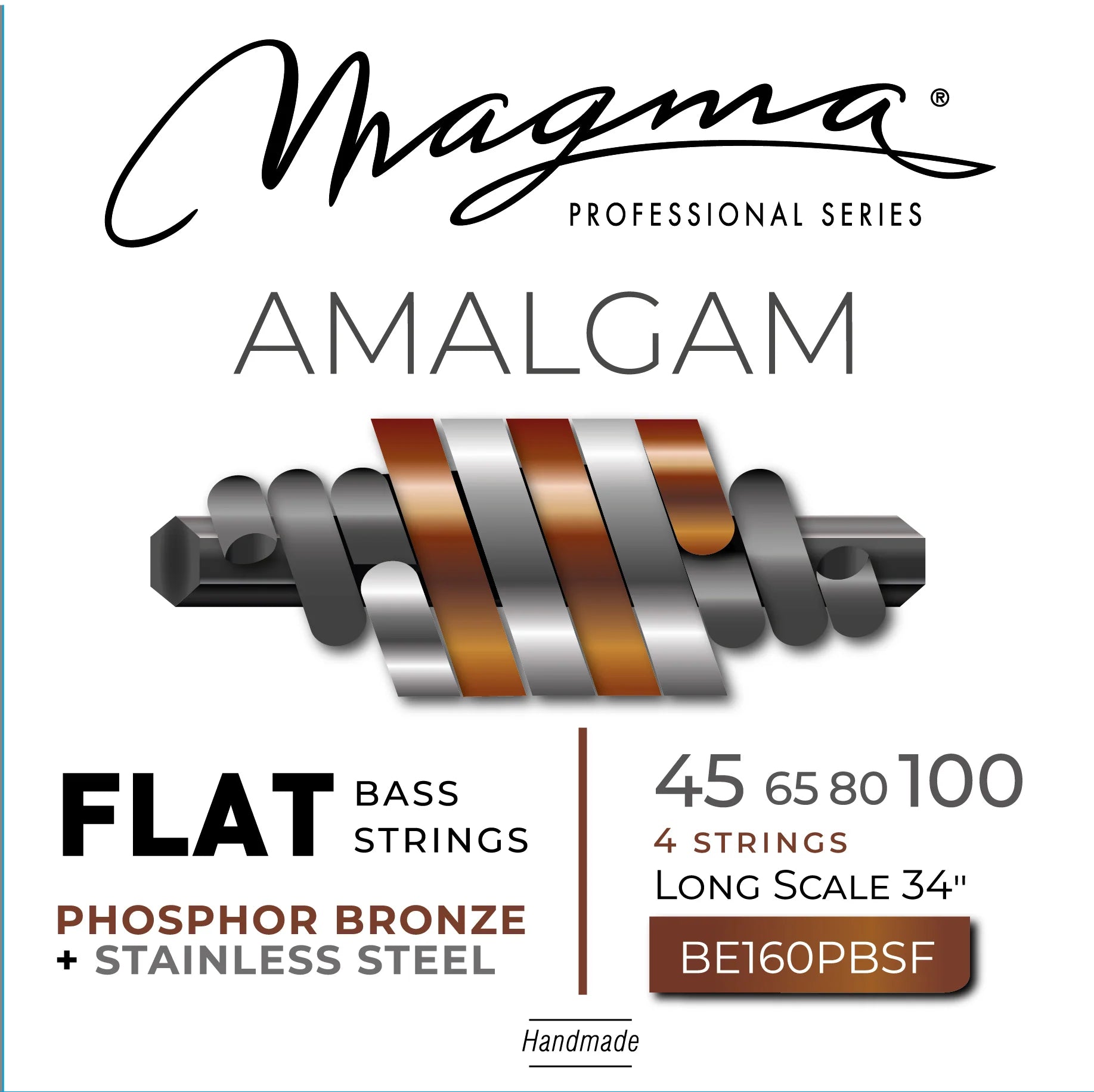 Magma Amalgam BE160PBSF  Long Scale Flatwound Phosphor Bronze 45-100 34in by Magma