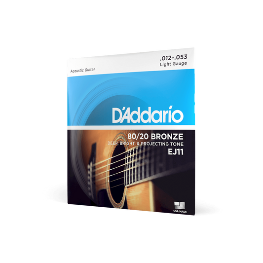 D'Addario EJ11 80/20 Bronze Acoustic Guitar Strings - .012-.053 Light - The Guitar Shop PGH
