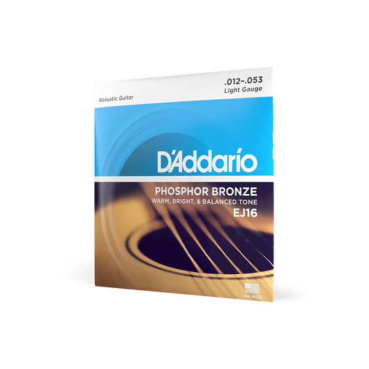 D'Addario EJ16 Phosphor Bronze Acoustic Guitar Strings - .012-.053 Light - The Guitar Shop PGH