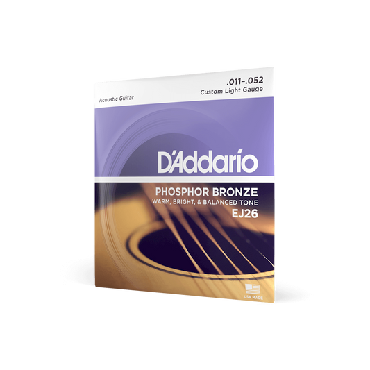 D'Addario EJ26 Phosphor Bronze Acoustic Guitar Strings - .011-.052 Custom Light - The Guitar Shop PGH