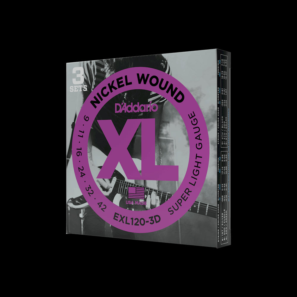 D'Addario EXL120 Nickel Wound Electric Guitar Strings, Super-Light, 09-42 by D'Addario