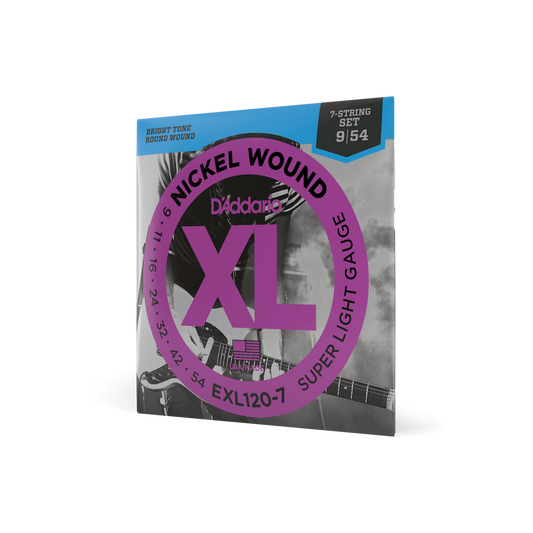D'Addario EXL120-7 XL Nickel Wound Electric Guitar Strings - .009-.054 Super Light 7-string - The Guitar Shop PGH