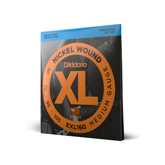 D'Addario EXL160 Nickel Wound Bass Guitar Strings - .050-.105 Medium Long Scale - The Guitar Shop PGH