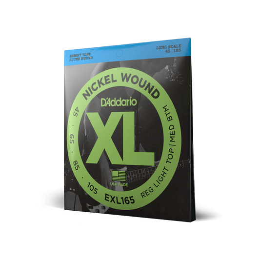 D'Addario EXL165 Nickel Wound Bass Guitar Strings - .045-.105 Regular Light Top/Medium Bottom Long Scale - The Guitar Shop PGH