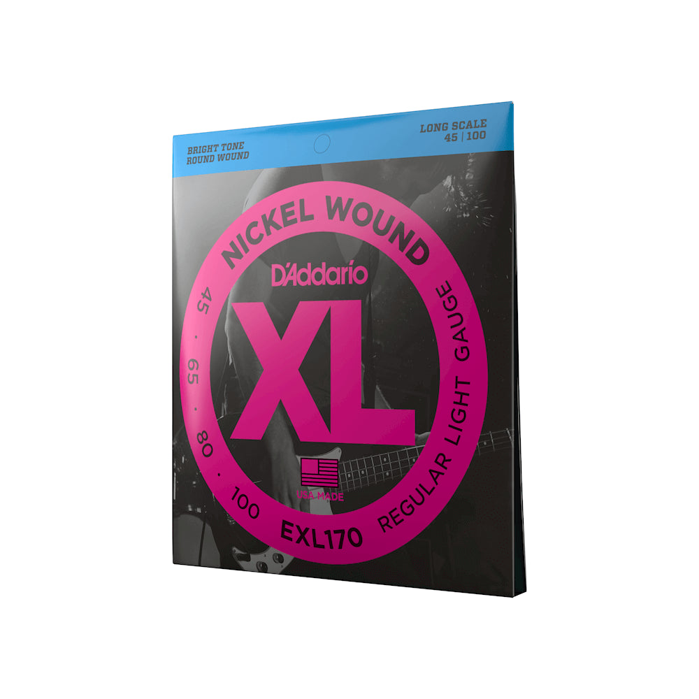 D'Addario EXL170 Nickel Wound Bass Guitar Strings, Light, 45-100, Long Scale by D'Addario