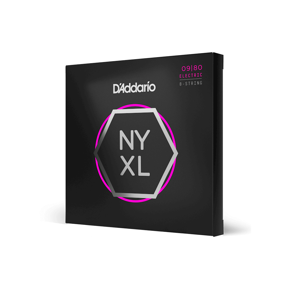 D'Addario NYXL0980 NYXL Nickel Wound Electric Guitar Strings - .009-.080 Super Light 8-string - The Guitar Shop PGH